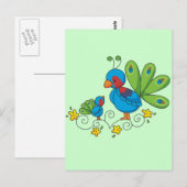 Mam en Baby Peacock Briefkaart (Voorkant / Achterkant)