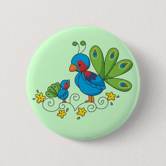 Mam en Baby Peacock Ronde Button 5,7 Cm (Voorkant)