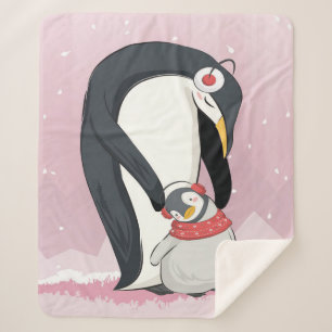 Mam en Baby Penguin   Giften voor Baby Sherpa Deken