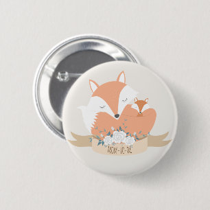 Mam en Baby Red Fox Baby shower Ronde Button 5,7 Cm