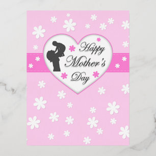 Mam en baby roze Moederdag Folie Feestdagen Briefkaart