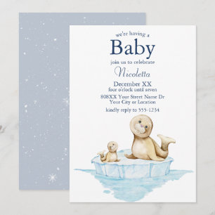 Mam en Baby Seal Pup op IJs Kaart