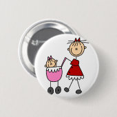 Mam en Baby Stick Figures Button (Voorkant /achterkant)