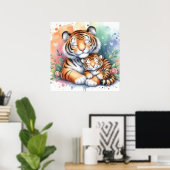 Mam en Baby Tiger Poster (Thuiskantoor)