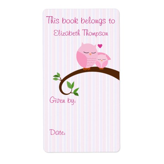 Mam en Baby Uil Boek Label (Voorkant)