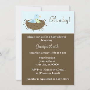 Mam en Baby Vogeljongen Baby shower Kaart