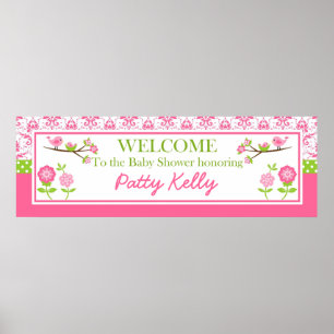 Mam en Baby Vogelroze schoenbanner personaliseren Poster
