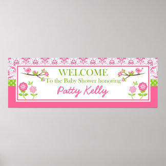 Mam en Baby Vogelroze schoenbanner personaliseren Poster