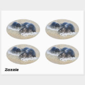 Mam en baby zeehond ovale sticker (Vel)