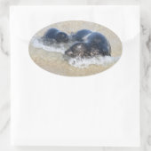 Mam en baby zeehond ovale sticker (Tas)