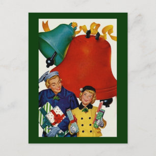 Mam- en Daughter-kerstwinkels uit de jaren '50 Feestdagenkaart