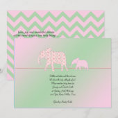 Mam en ik Elephant Baby Girl Shower Invitation Kaart (Voorkant / Achterkant)