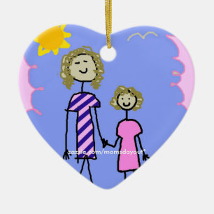 Mam en ik, moeder dochter Walk Keramisch Ornament