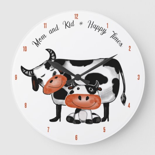 Mam en Kind * Happy Times Wall Clock Grote Klok (Voorkant)