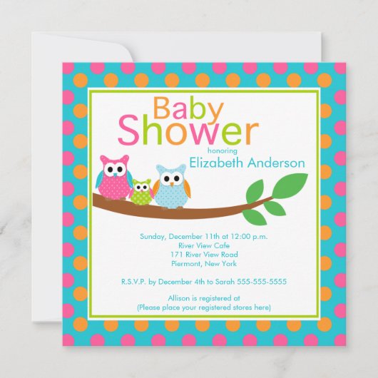 Mam en pa hebben Baby Owl Boy Baby shower Kaart (Voorkant)