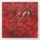Mam en Pap 40th Bruiloft Jubileum Keepsake Glazen Onderzetter (Voorkant)