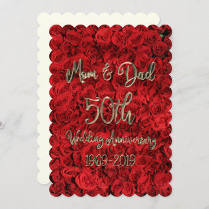 Mam en pap 50th Wedding Jubileum Red Roses Kaart