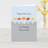 Mam en pap Jubileum rij bloemen Kaart (Gele Bloem)