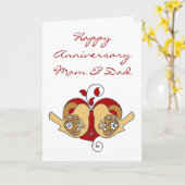 Mam en pap Jubileum Vogels met Floral Heart Kaart (Gele Bloem)