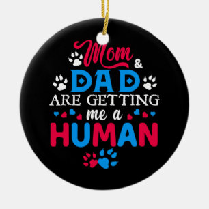 Mam en papa halen me een grappige kat. keramisch ornament