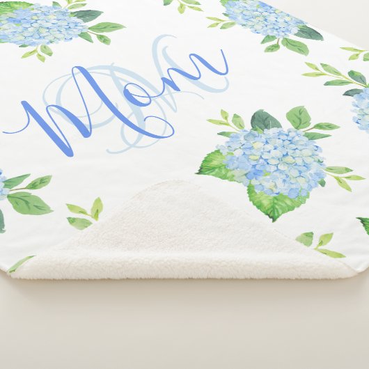 Mam Floral Blue Hydrangea Waterverf Modern Sherpa Deken (3/4)