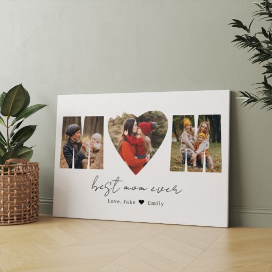 Mam Foto Collage Heart Photo Moederdag Canvas Afdruk