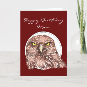 Mam Funny Birthday Burrowing Owl aanpassen Kaart