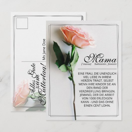 Mam, gewoon onvervangbaar | Classic Kaart - Roos M (Voorkant / Achterkant)