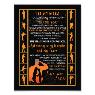 Mam Gifts   Brief aan mijn moeder van de zoon Foto Afdruk