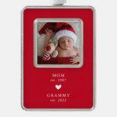 mam | Grammy Year Est. kerstversiering Verzilverd Kader Ornament (Voorkant)
