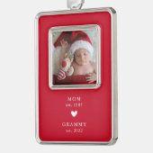 mam | Grammy Year Est. kerstversiering Verzilverd Kader Ornament (Links)