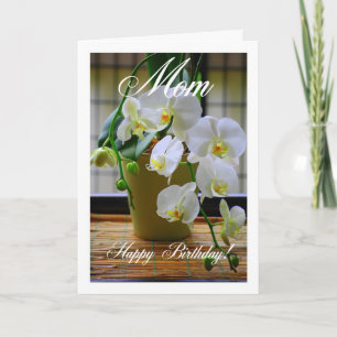 Mam, Happy Birthday, White Orchids Card Kaart