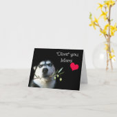 Mam Happy Valentine's Day Kaart, Cute Husky Kaart (Gele Bloem)