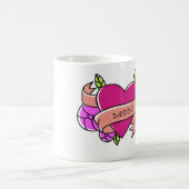 MAM Hart Tattoo Bloemen Roze Groen Koel Magische Mok (Center)