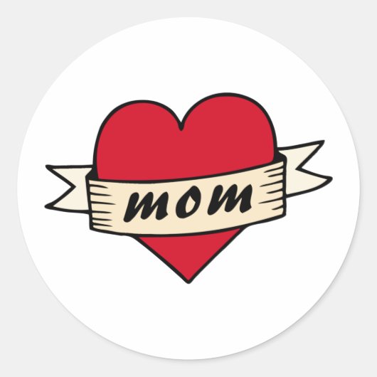 Mam hart tattoo ronde sticker (Voorkant)