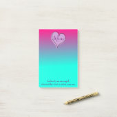 Mam Heart Paars en Blue Ombre Post-it® Notes (Op bureau)