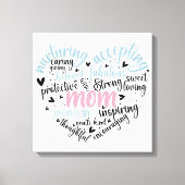 Mam Heart Strong Caring Canvas Afdruk (Voorkant)