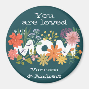 Mam hield van boho bloem boeket magneet