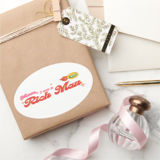 Mam, ik ben een rijke Mannen ovale Sticker