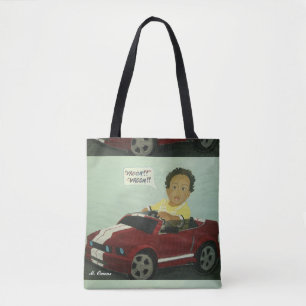 "Mam!" "Ik ben klaar om te rollen!" Canvas tas
