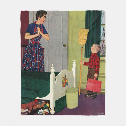 Mam, ik heb mijn kamer gereinigd. fleece deken (Voorkant)