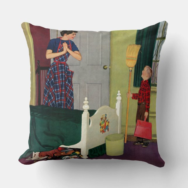 Mam, ik heb mijn kamer gereinigd. kussen (Voorkant)