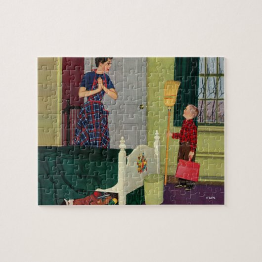 Mam, ik heb mijn kamer gereinigd. legpuzzel (Horizontaal)