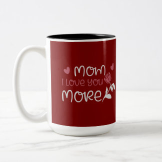 Mam Ik Hou Meer Van Jou Rode Roos Hart Typografie Tweekleurige Koffiemok