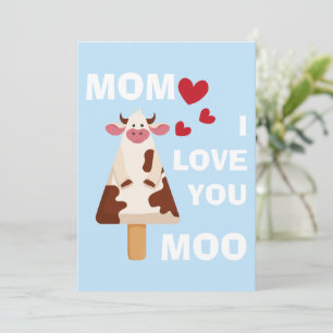 Mam ik hou van jou Koe Moederdag Verjaardag Moeder Feestdagenkaart
