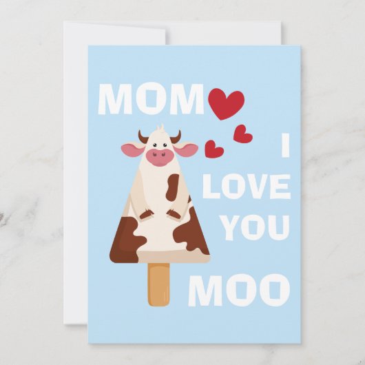 Mam ik hou van jou Moo Moederdag Verjaardag Mam Feestdagenkaart (Voorkant)