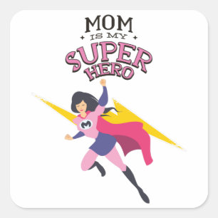 Mam is mijn superheld vierkante sticker