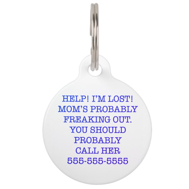 Mam is waarschijnlijk vrij. huisdierpenning (Voorkant)