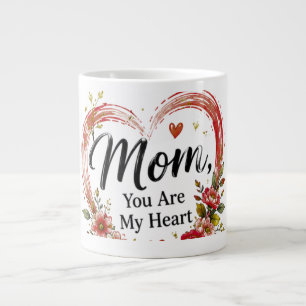 Mam, jij bent mijn hart bloemhart extra grote beker