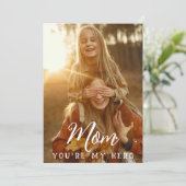 Mam, jij bent mijn held met roos feestdagenkaart (Staand voorkant)